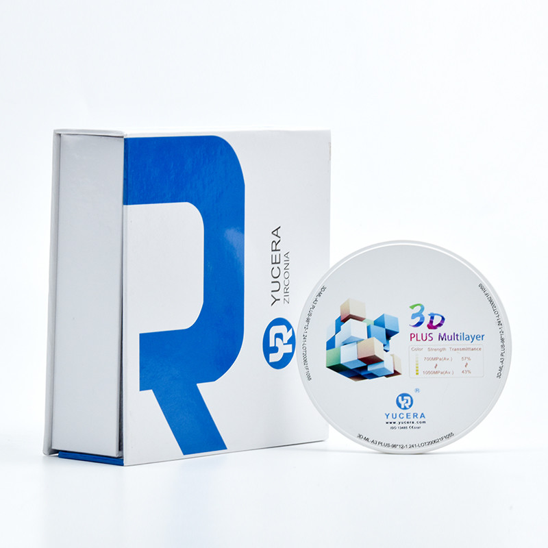 Yucera 3D Plus Multilayer Ceramic Zirconia Block 43% - 57% Translucent For CAD CAM System
