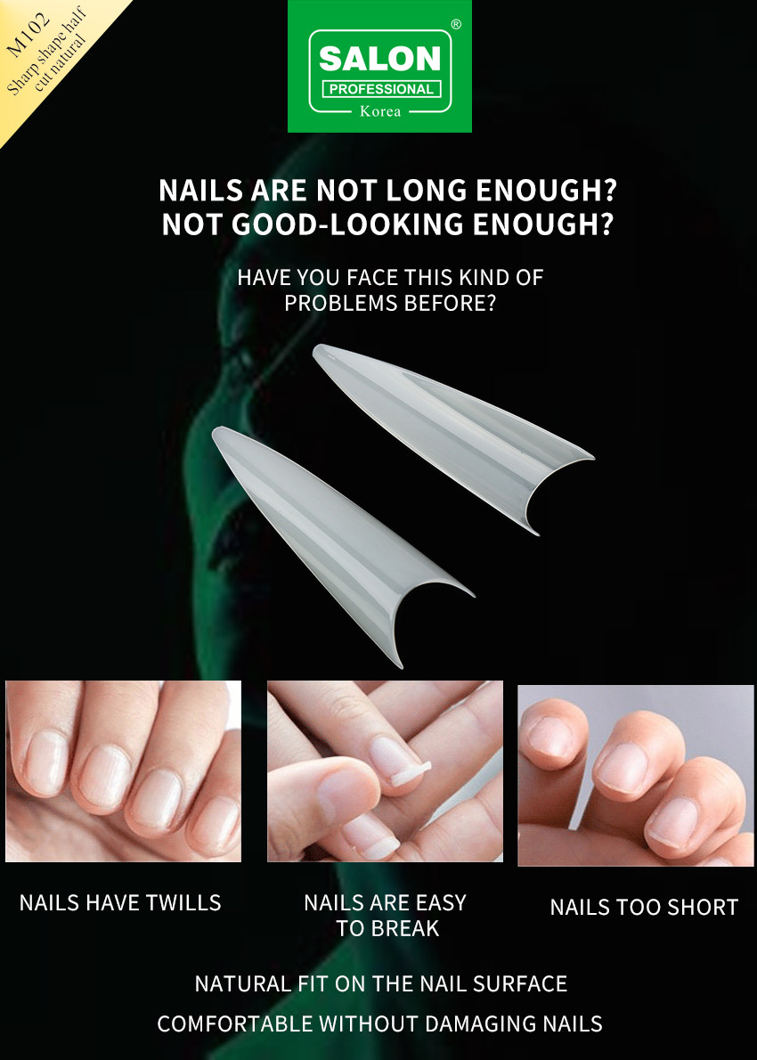 Artificial Fingernails ABS Clear Color 500 Pieces Easy Application False Nails For Salon Nail Art