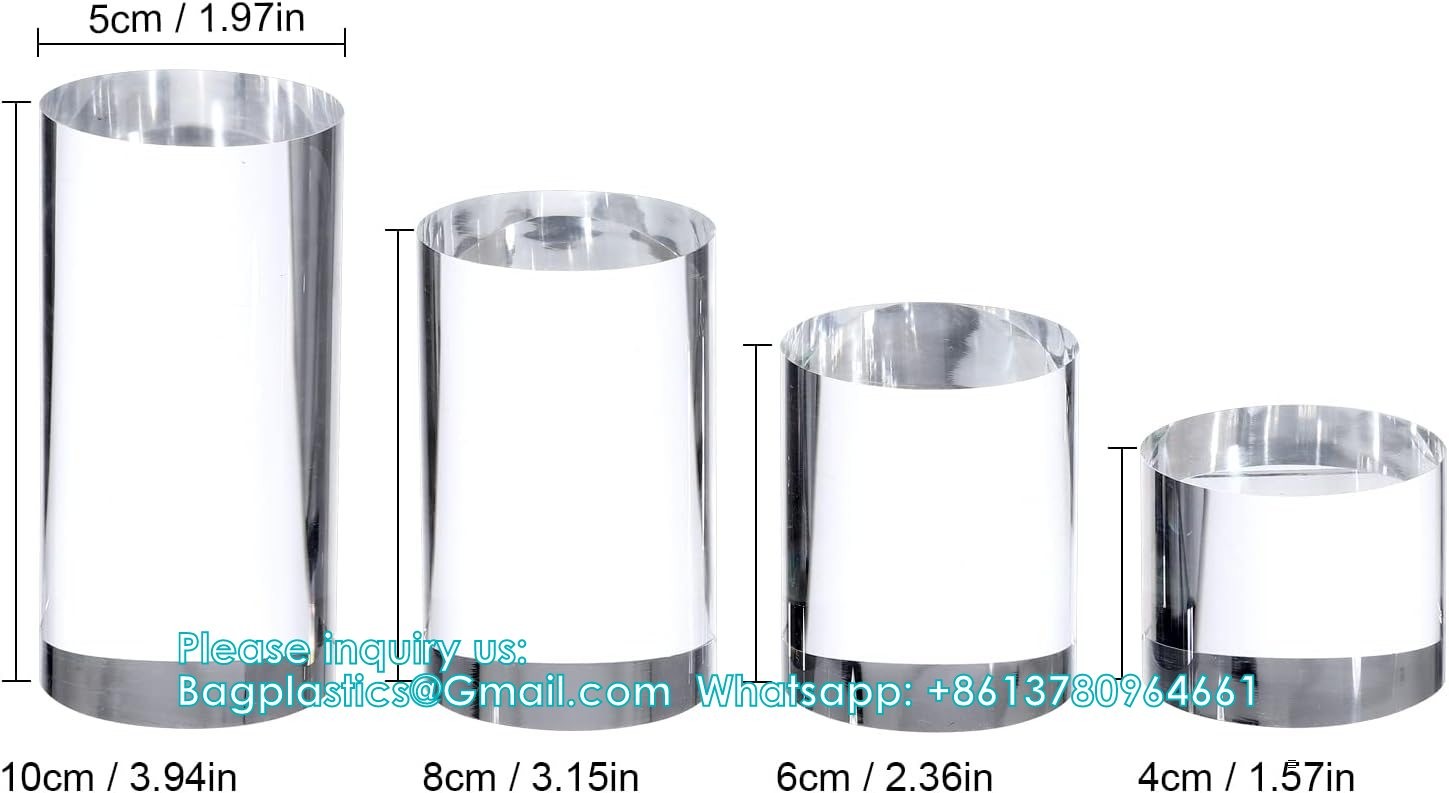 Acrylic Cube Cylinder Round Photo Props, Transparent Solid Acrylic Display Blocks For Photography Boutique Jewelry