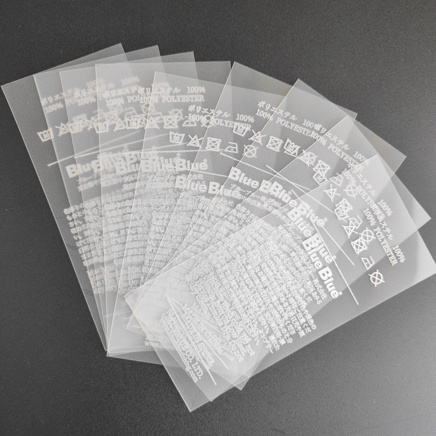 Garment Heat Transfer Care Labels On Fabric In Silver Color
