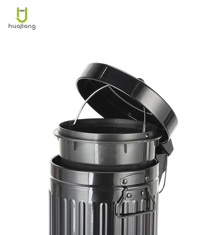 Home Rome Round Small Trash Can with Lid and Handle Powder Coated Waste Bin in Round Shape