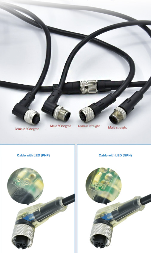 A Coding 5 Pin Male Straight Waterproof Outdoor Connector Molded Cable M12 Sensor Connector