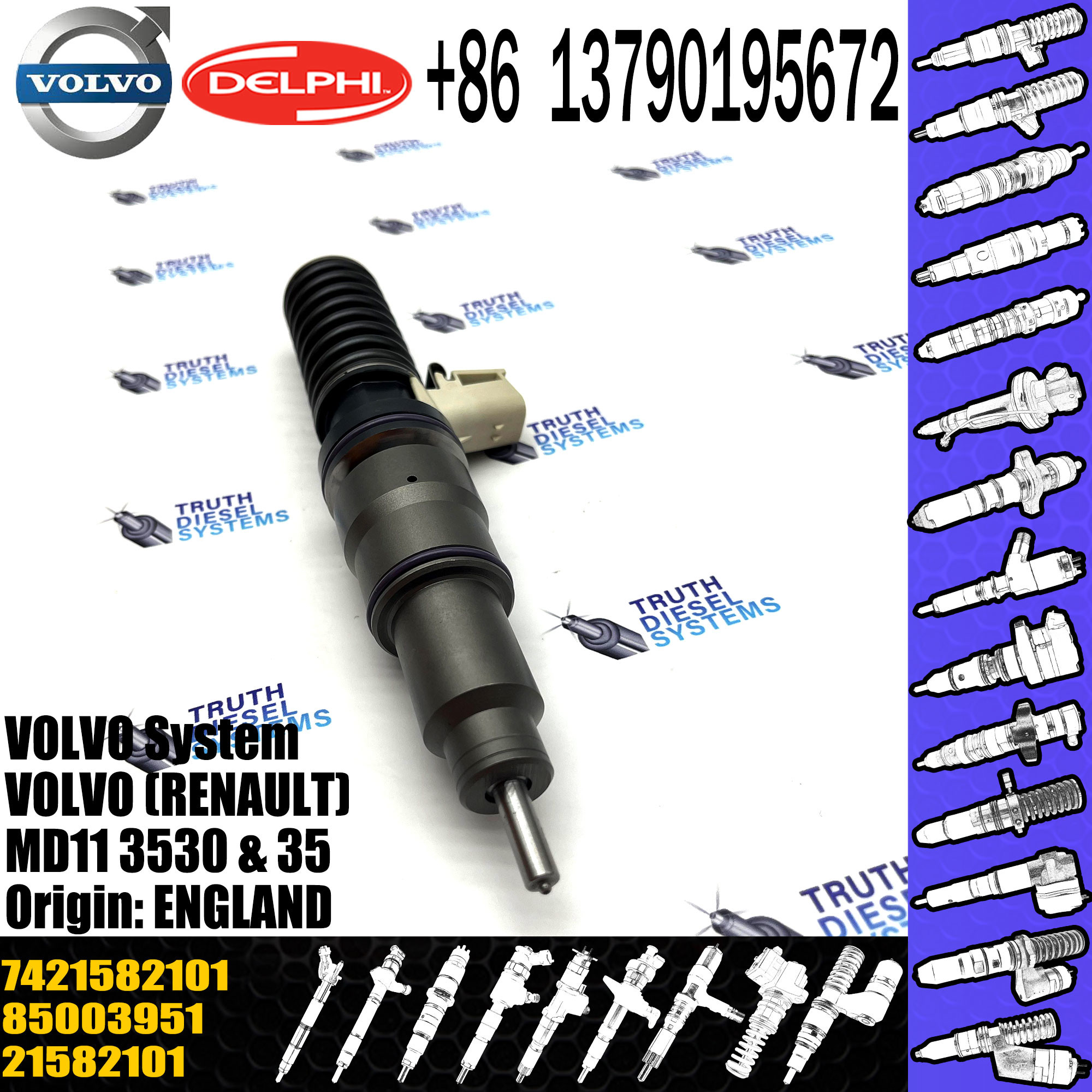 original Diesel Fuel Injector 21582101 7421644602 7485000674 7485003951 7421582101 E3.18 for VOL 11LTR EURO3