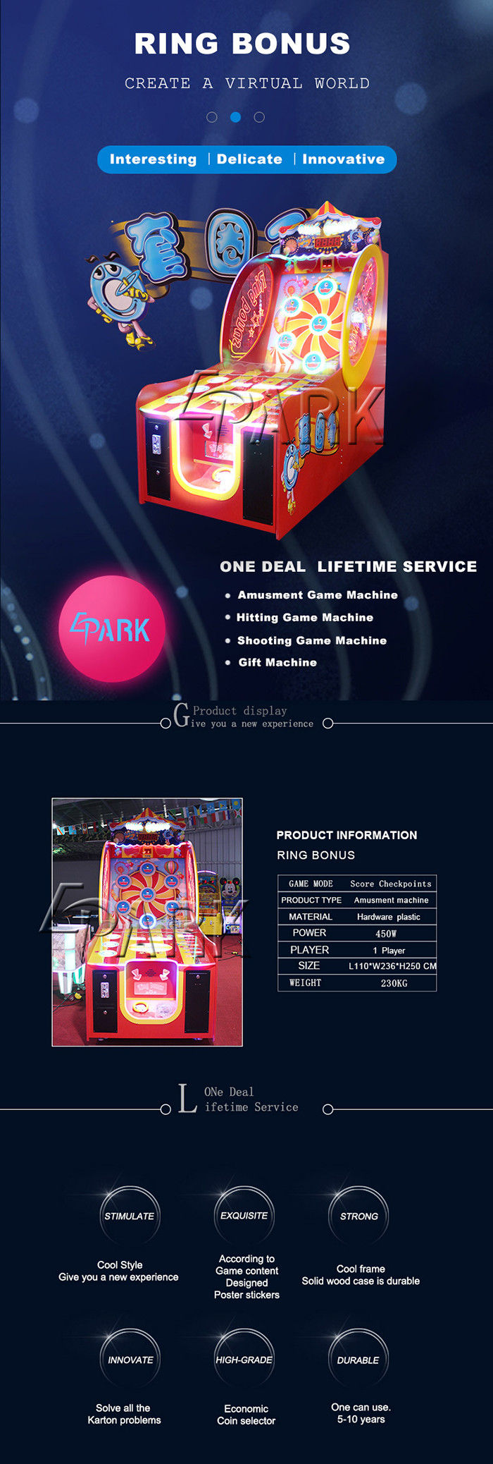 Colorful Lights Amusement Game Machines Arcade Throwing Ring Super Game Machine To Win Ticket
