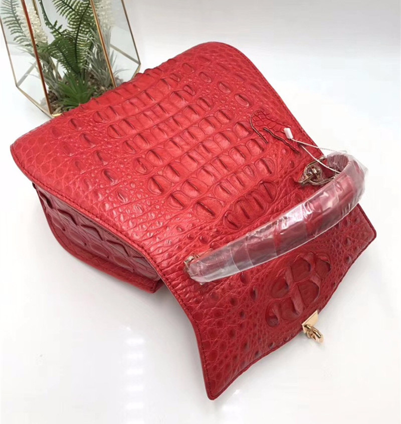 Authentic Crocodile Skin Lady Saddle Purse Genuine Alligator Leather Female Small Handbag Women Crossbody Shoulder Bag
