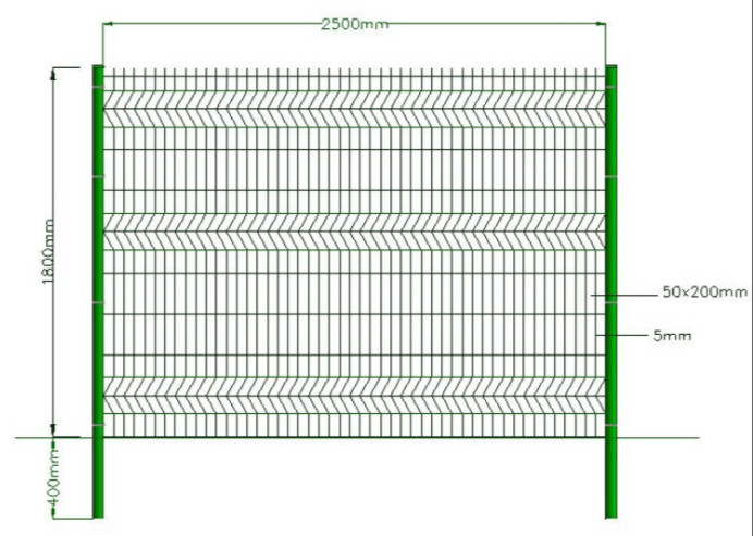 Welded 3d 1.8x3.0m Triangle Fence Panel Anti Corrosion