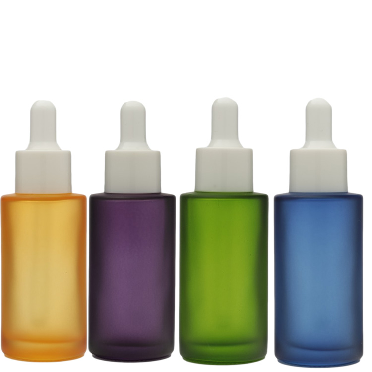 30ml Serum Dropper Bottles Frosted Colorful Skincare Packaging Glass Essential Oil