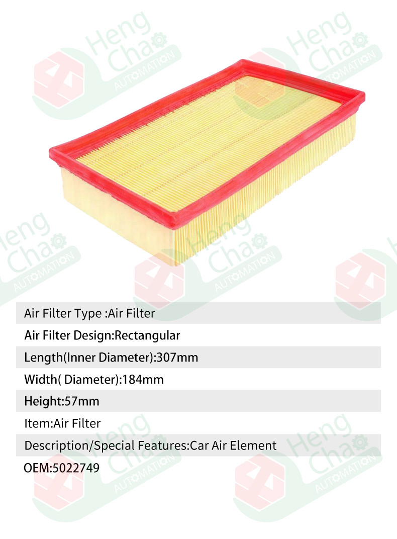 OEM 5022749 Auto Parts Car Air Filter Element 5022749 Dimension 307*184*57