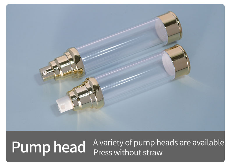 AS Collar Pump Airless Bottles for Lotion Refillable Empty Spray Plastic Bullet Round