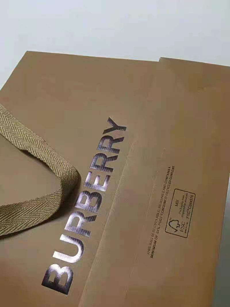 200pcs To 500pcs Gold Stamping Clothing Paper Bags Ribbon Handles Kraft Shopping Bags