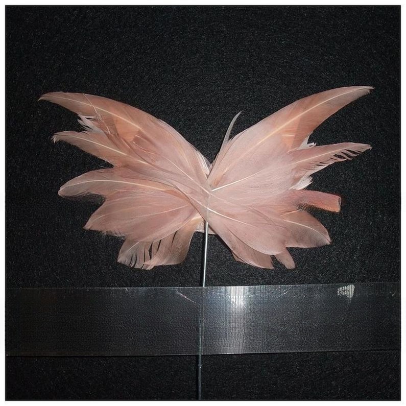 Party Decoration Stripped Goose Feather Butterfly with Wire Accessory 10*20 cm