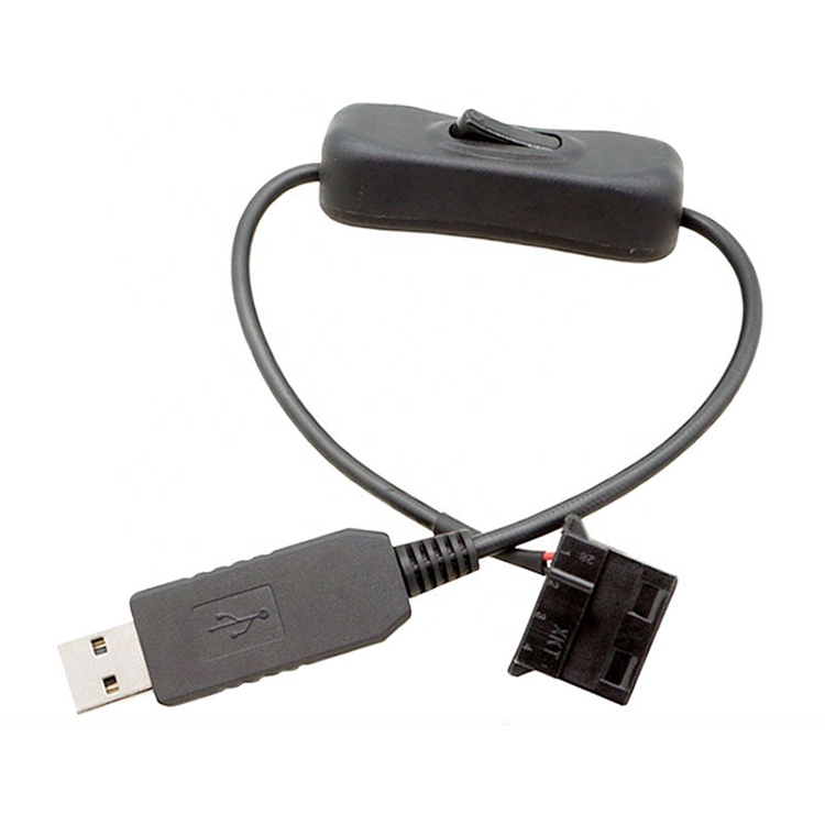 12V Step UP Boost USB to 3 Pin 4pin PWM PC Fan ON OFF Switch Power Adapter Cable