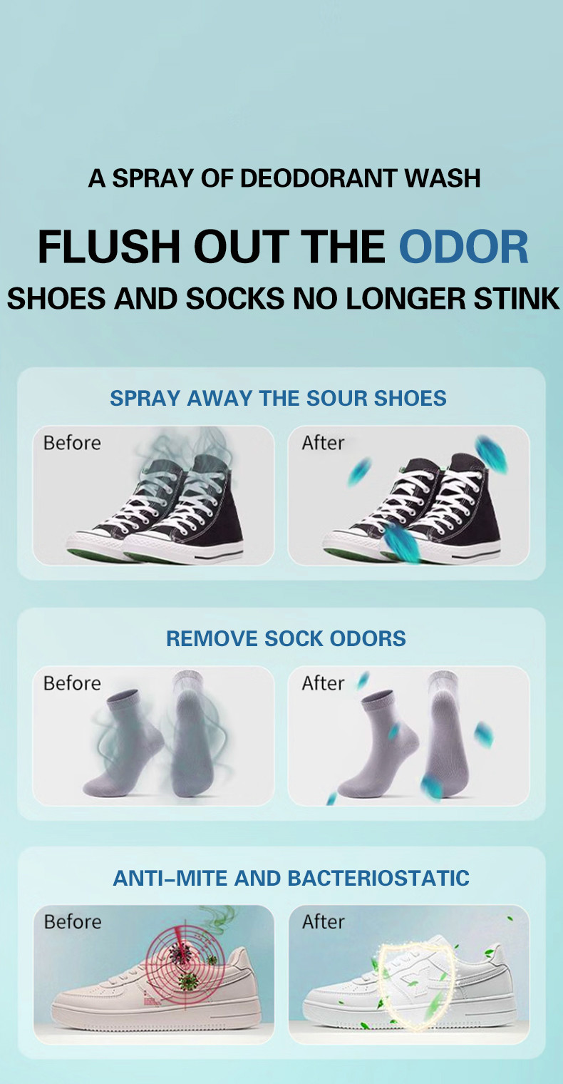 Antibacterial Foot And Shoe Deodorant Spray Smell Eliminator OEM