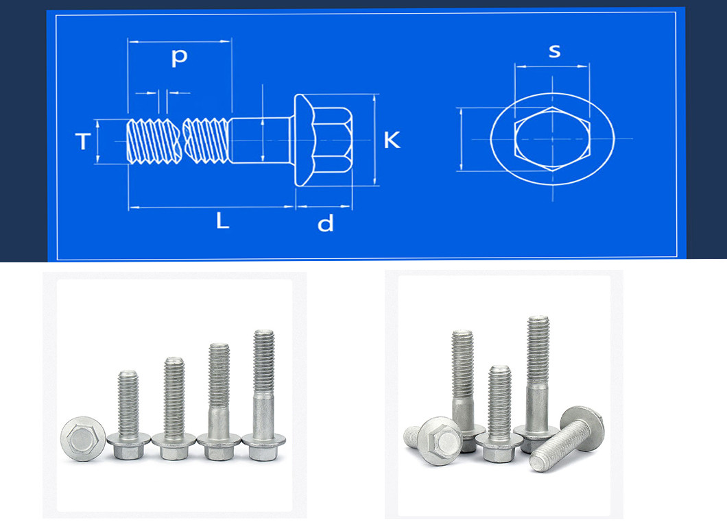 Half Threads Metric Hex Flange Bolts M3 - M36 Coarse Thread Bolt For Machinery