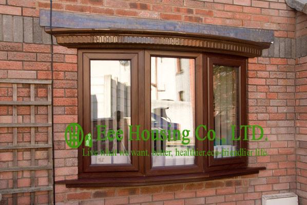 Wood Color UPVC Windows For Villas/Apartment, Viny fixed and casement windows