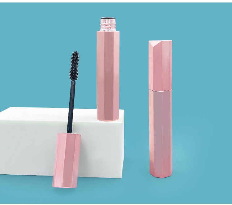 Octagonal Pink Empty Plastic Mascara Tube Silk Print 15g