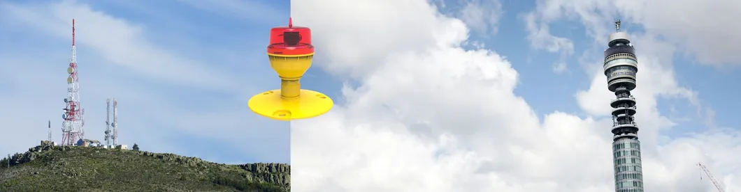 Factory Price IP66 Waterproof Red White Double Head Built-in Photocell Aircraft Obstacle Warning Light LED Low-Intensity LED Aviation Obstruction Light