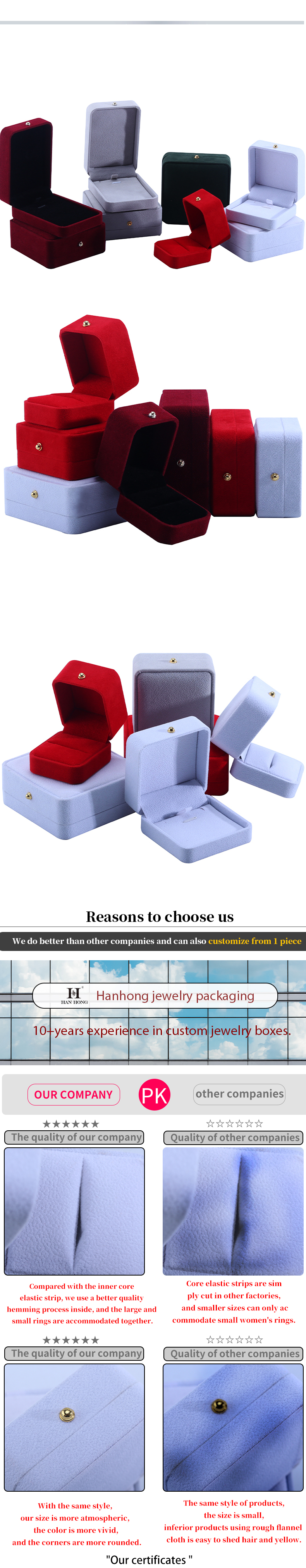 9*9*3.5cm Jewelry Packaging Box in Velvet Perfect for Necklace Bracelet Earrings Ring