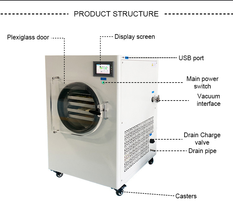 1100W Small Vacuum Freeze Dryer Machine 45mm For Vegetable Fruit Drying Chamber