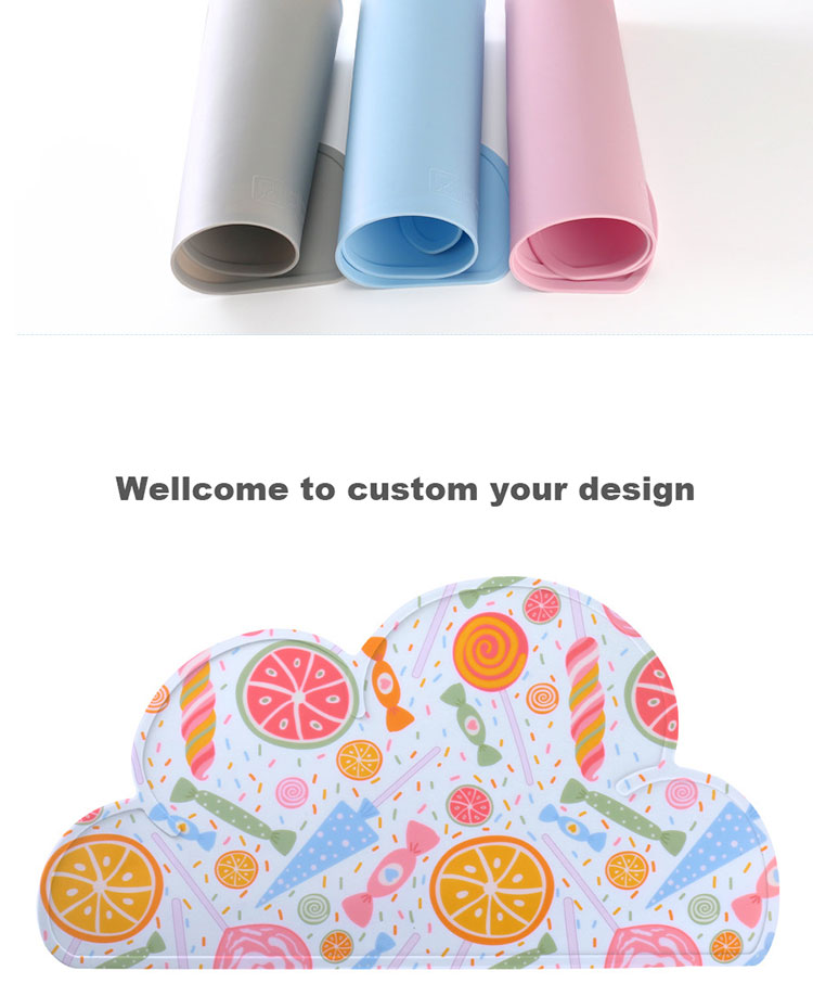 Toddler Cloud Shaped Silicone High Chair Placemat Waterproof