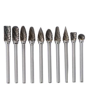 Double Cut Hand Tools 10 Piece Carbide Burrs Set for 1/4 Single Cut Cylinder Bur