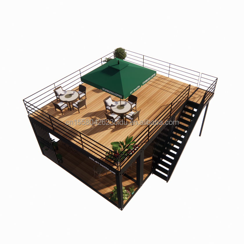 20 Foot Wooden Deluxe Garden Studio Flat Package Assembly 2 Bedroom Container Mobile House with Aluminum Alloy Windows