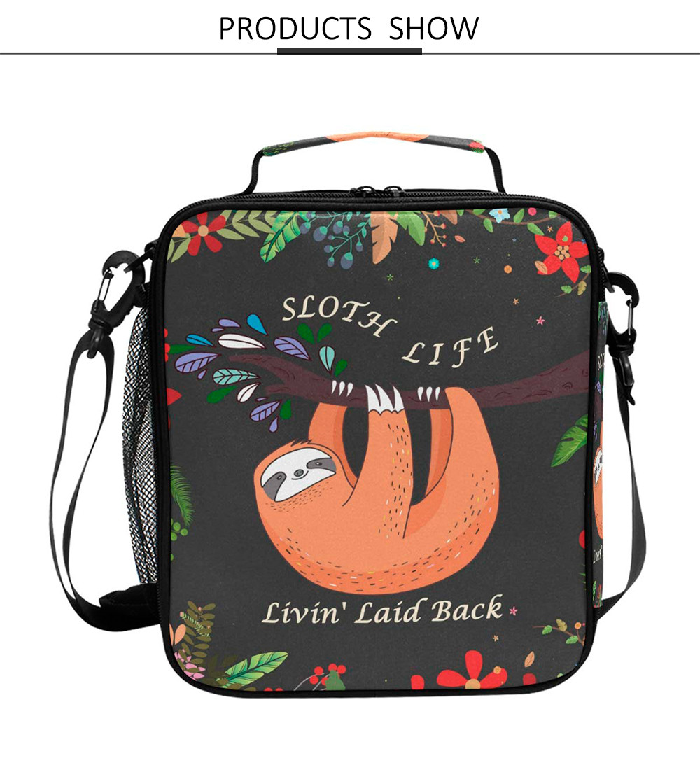 Cute Sloth Insulated Lunch Cooler Bags For Girls