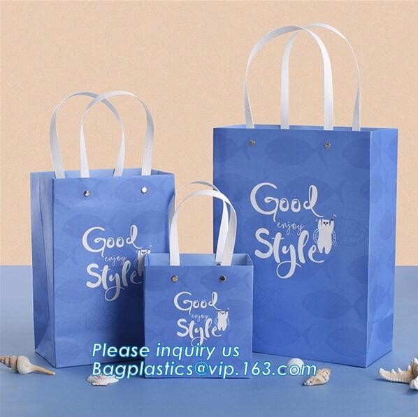Luxury paper bags with handles Different Sizes,250gsm art paper shopping carrier bag custom printing with handle rope