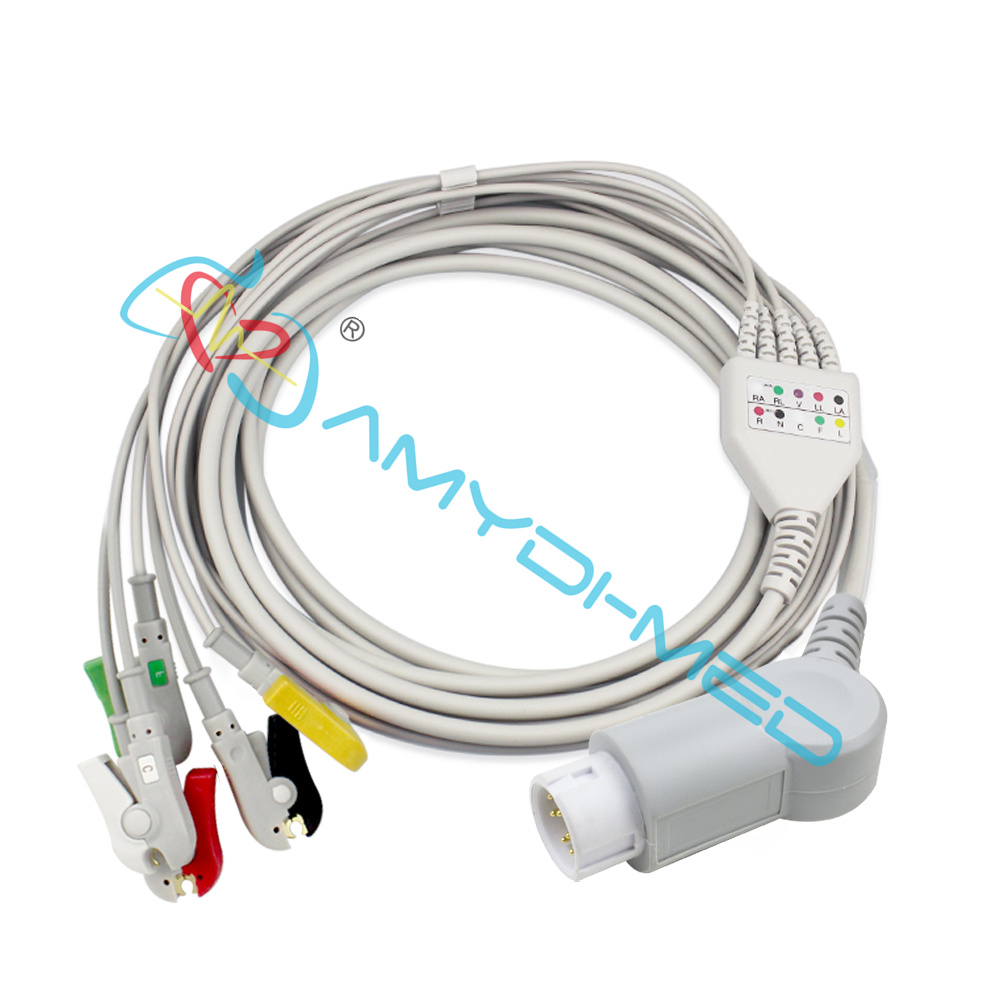 Electrode Clip 3 Lead Ecg Cable Round 12P TPU Jacket Customizable