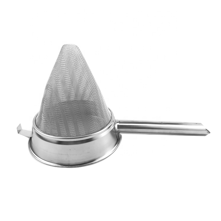 8 Inch Commercial Colander Fine Mesh Filter Stainless Steel Chinois Mesh Strainer Strengthening Rib Strainer