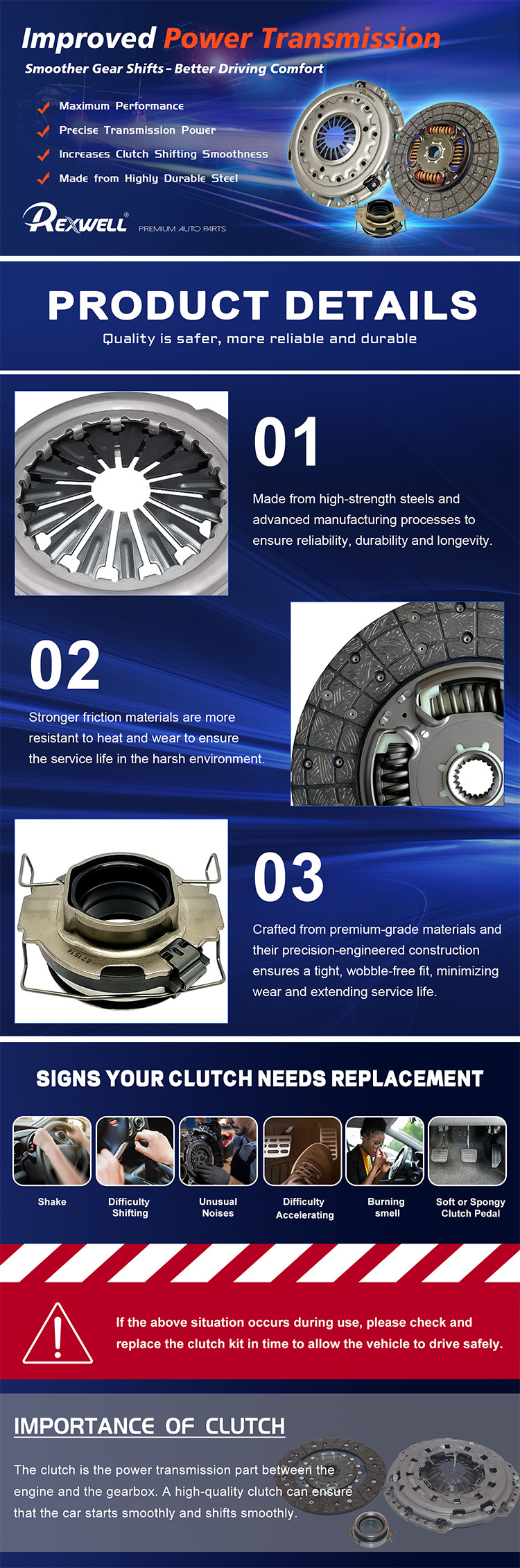 31001-0W061 31001-0R040 New Durable Clutch Kit For Toyota RAV4 3 Piece Set With Disc Cover & Bearing Auto Clutch Assembly