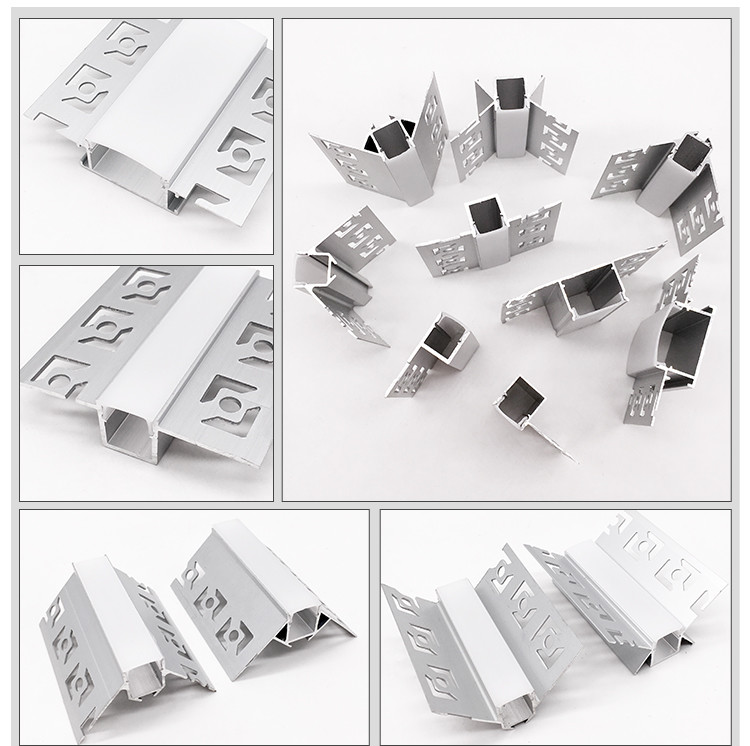 Wall Corner Aluminium LED Strip Light Profile 3mm Thickness Recessed