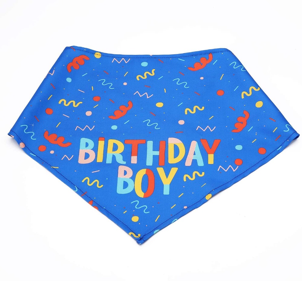 Dog Birthday Stocked Occasion Bandana Bone Chew Toy Set Pet Custom Printed Bandanas