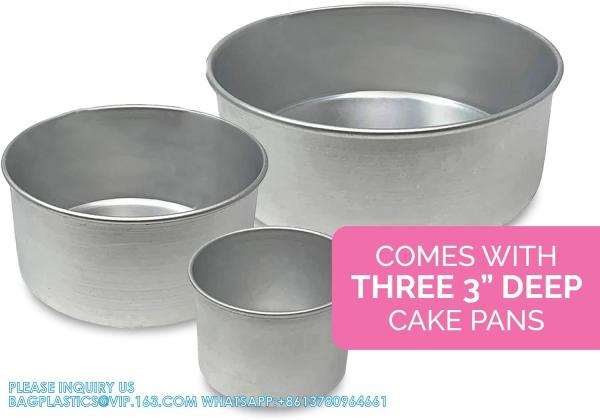 4-Inch, 6-Inch, 8-Inch Cake Pan Set For 3-Tiered Cake - Aluminum Cake Pans Sets