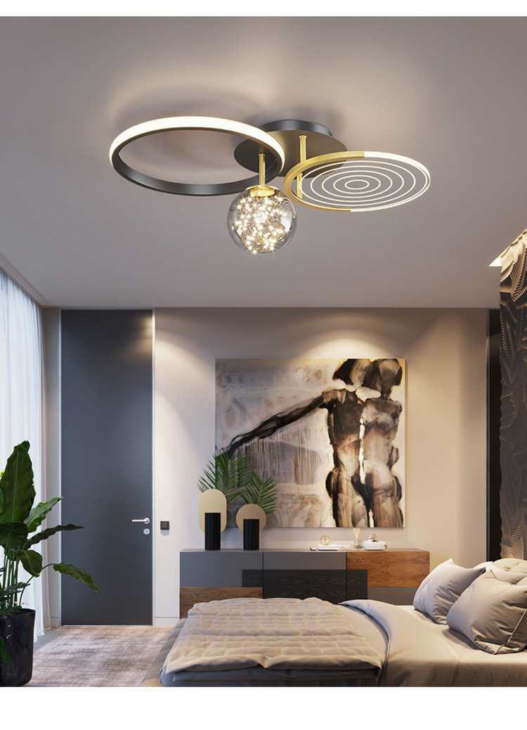 Modern Simple Round Led Ceiling Light Minimalist Living Room Bedroom Black Gold Ceiling Light(WH-MA-284)