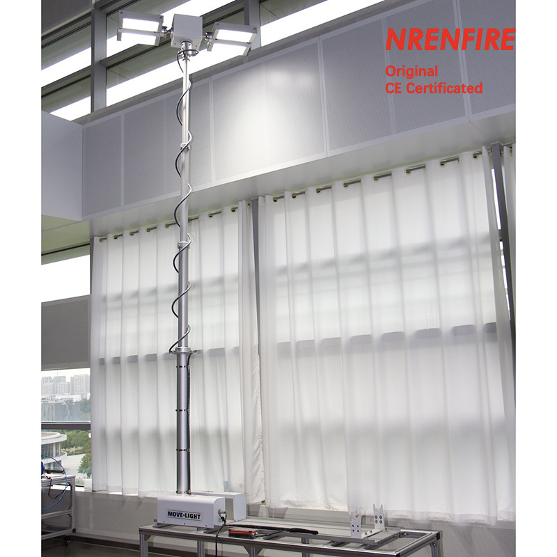 3.7m vehicle roof mount pneumatic telescopic mast light tower for fire tenders/ remote control/ robot mast light