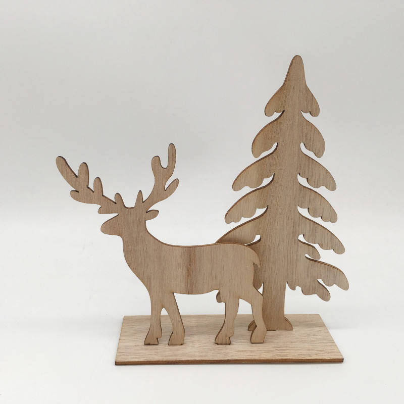 Christmas Tree Santa Elk Wooden Chips Festival Ornaments For Family Party Table Decorations