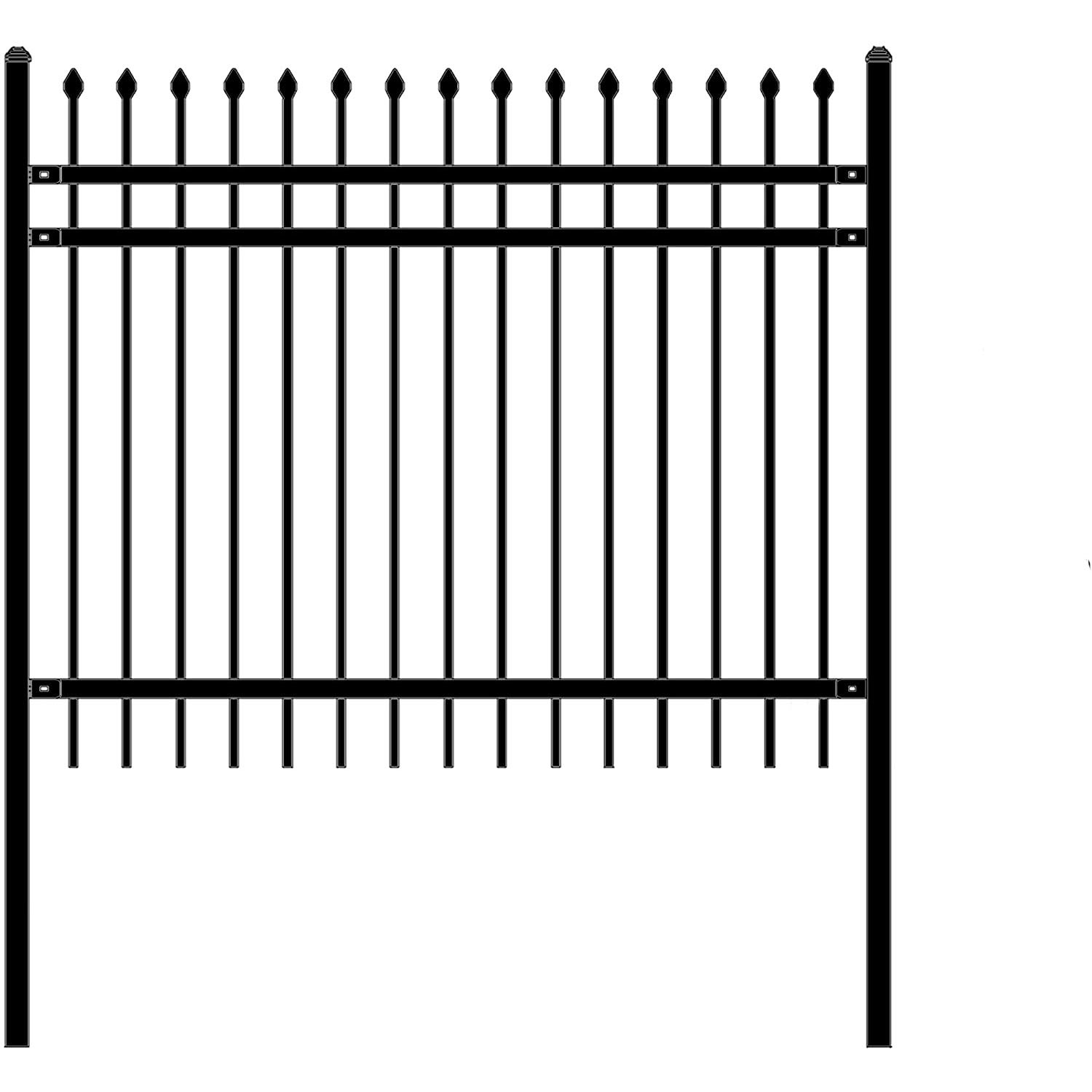 Home Garden Decorative Black Wrought Iron Fence Panels Tubular Steel Fence