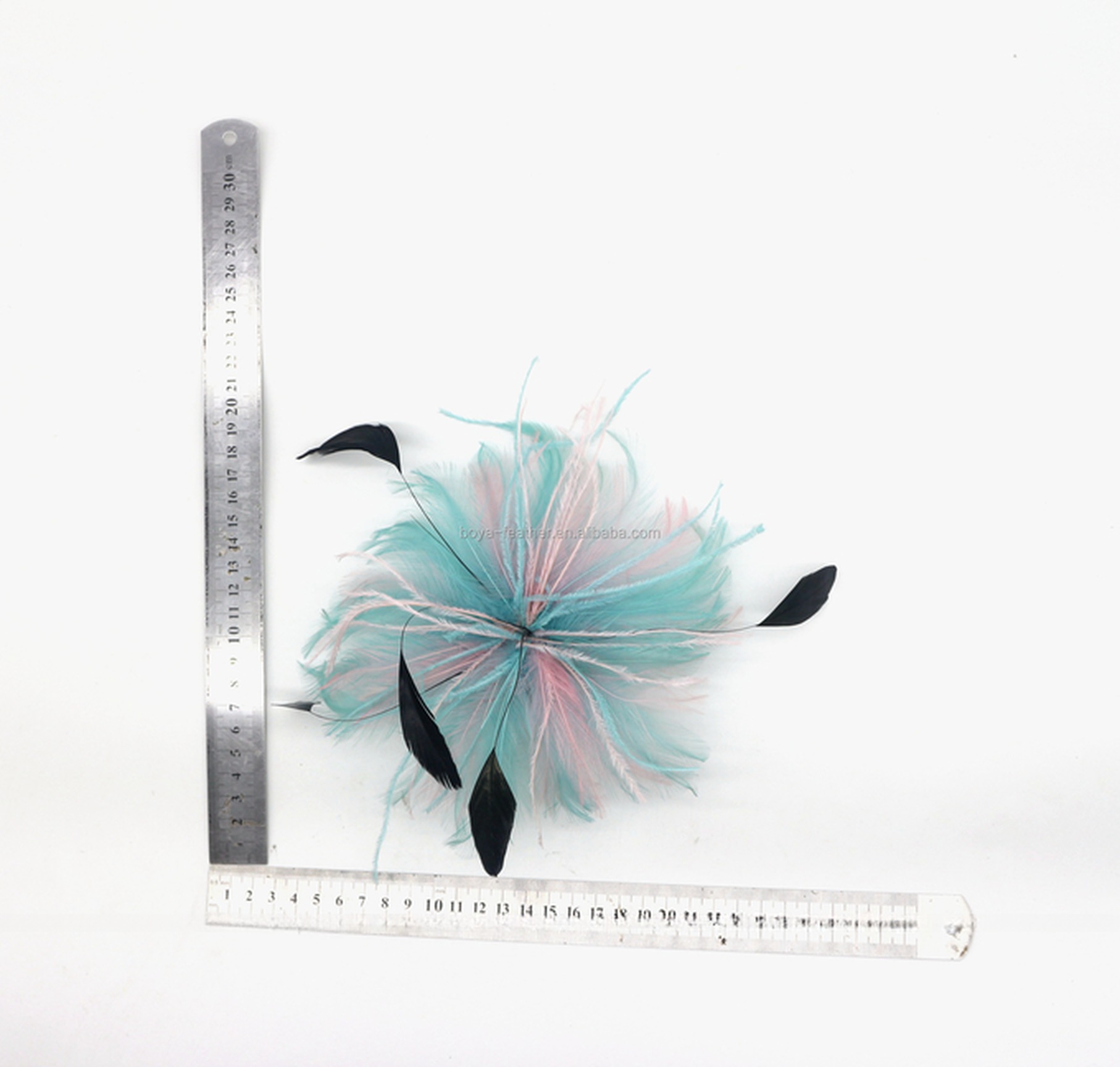 Party Decoration 5*15 cm Hackle and Ostrich Feather Flower Mount with Wire Accessory