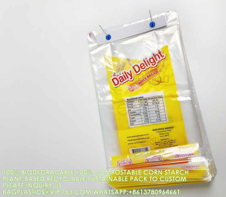 Biodegradable Bread Wicket Bag Print You Own Logo Pla Packaging corn starch Bags Customization Manufacture