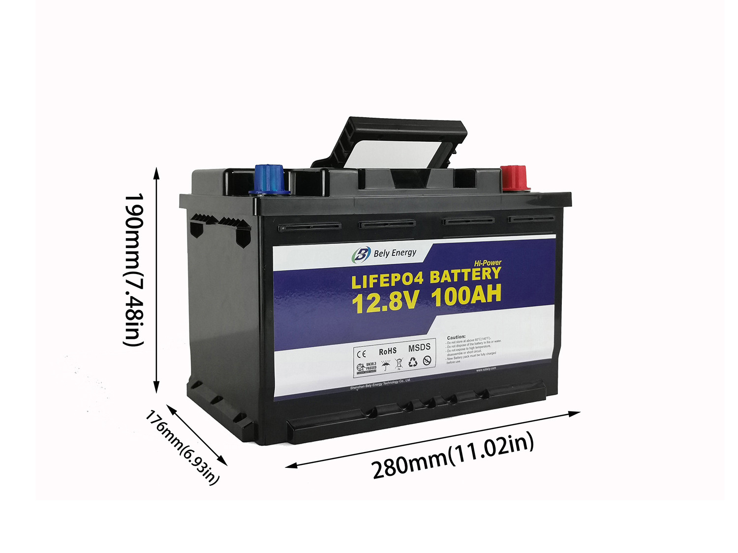 100% DOD Energy Storage Lithium Battery 1280Wh 12V 100Ah LiFePO4 Battery