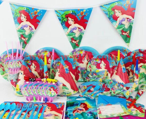 78pcs/2017 Luxury Kids Birthday Party Decoration Set Mermaid Ariel Theme Party
