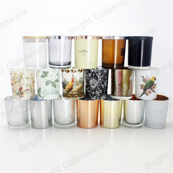 Quality New glass candle jar with custom logo, candle holder with lid for sale