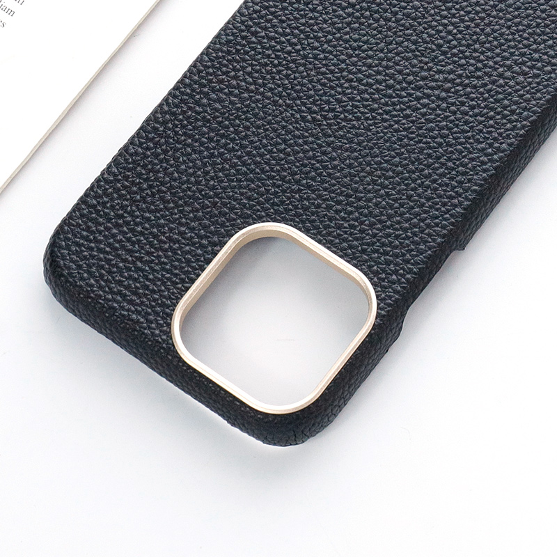 Customize Pebble Genuine Leather Cover for iPhone 13 14 Protecting Camera Phone Case