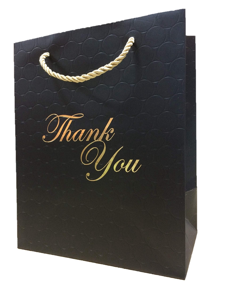 Large Luxury Custom Black Shopping Paper Bags For Gift Packaging Jewelry Clothes Boutique
