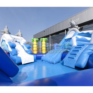 Amusement Park Inflatable Water Slide Pool Customized Size
