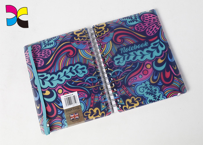 A6 Spiral Notebook Printing Colorful Round Corners PVC With Elastic Band