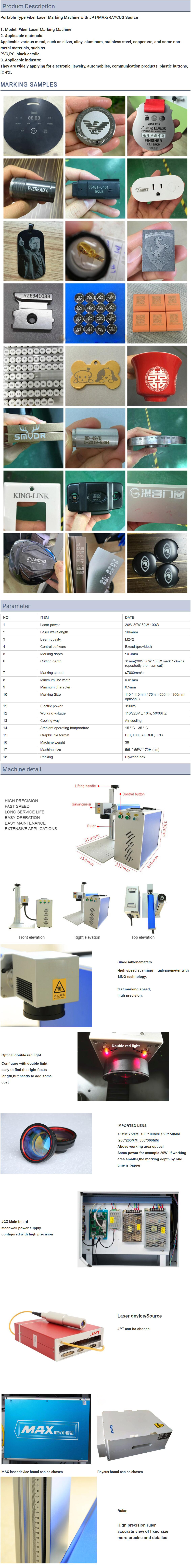 Portable Mini CO2 Laser Marking Machine for Wood Acrylic 20W 30W 50W High Working Accuracy Fiber Laser Type
