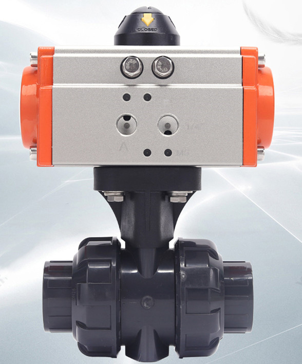 Double Air Direct Actuated PVC Ball Valve Pneumatic UPVC True Union
