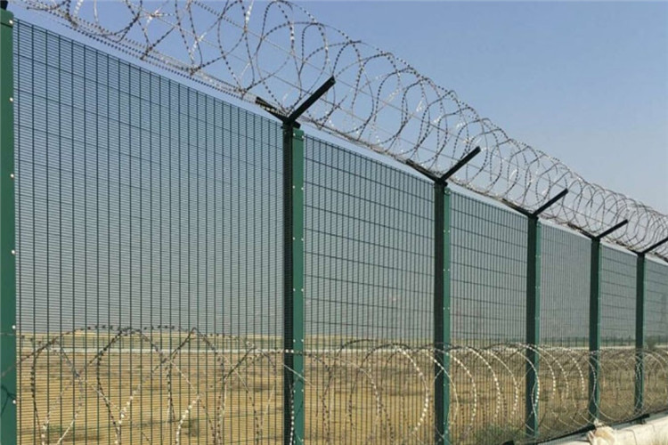 Nuclear Power Station Wire Mesh Fence With Razor Barbed Wire Anti Climb Security Wire Mesh Fence